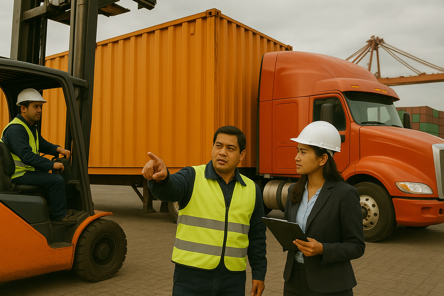 Tim profesional logistik sedang bekerja